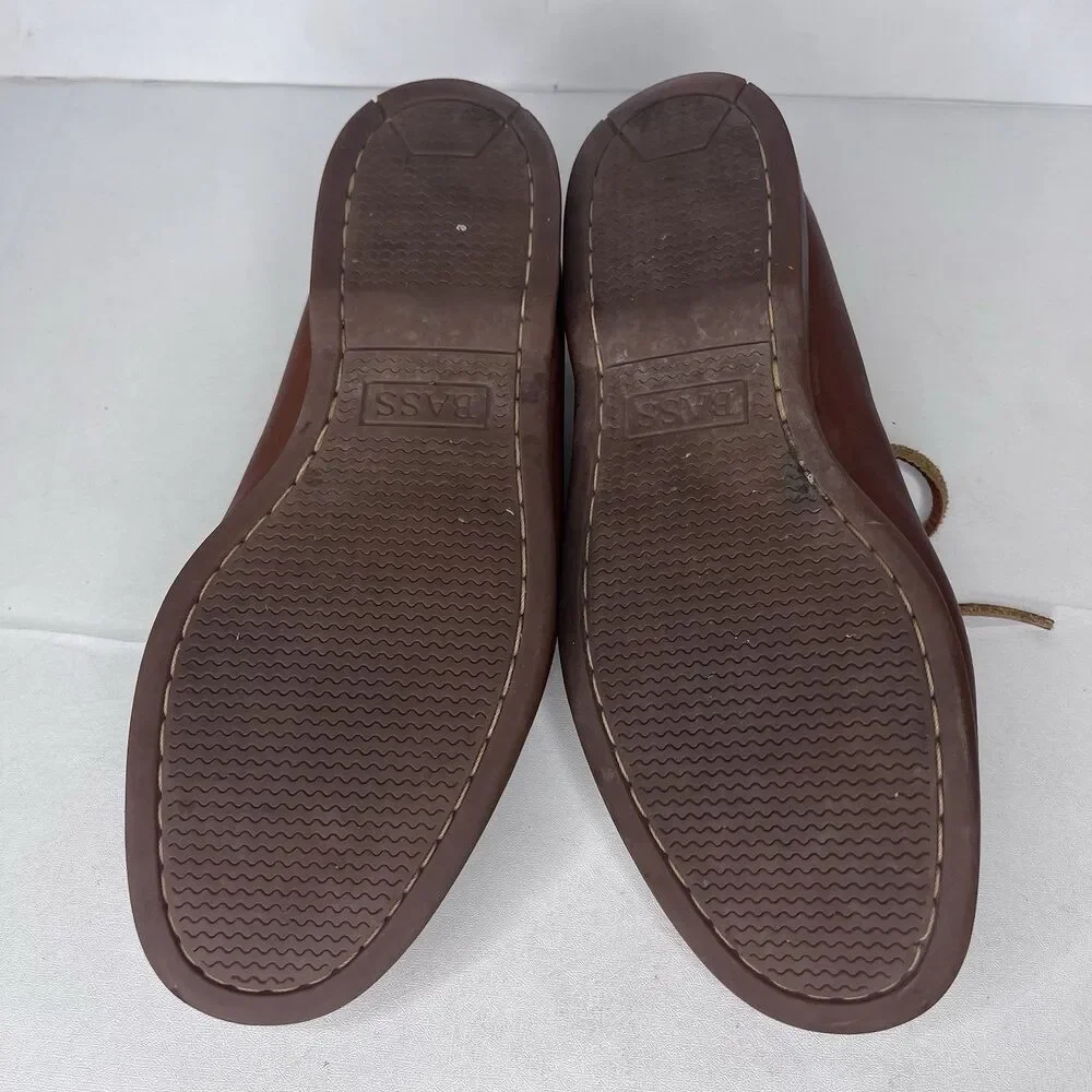 Vintage Bass Seafarer Brown Leather Boat Shoes Mens Size 8.5 M PLEASE READ
